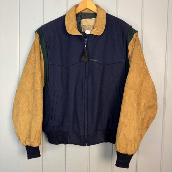 Vintage Other - Vtg Cripple‎ Creek Rodeo Letterman Leather Varstiy Jacket Mens medium Made USA